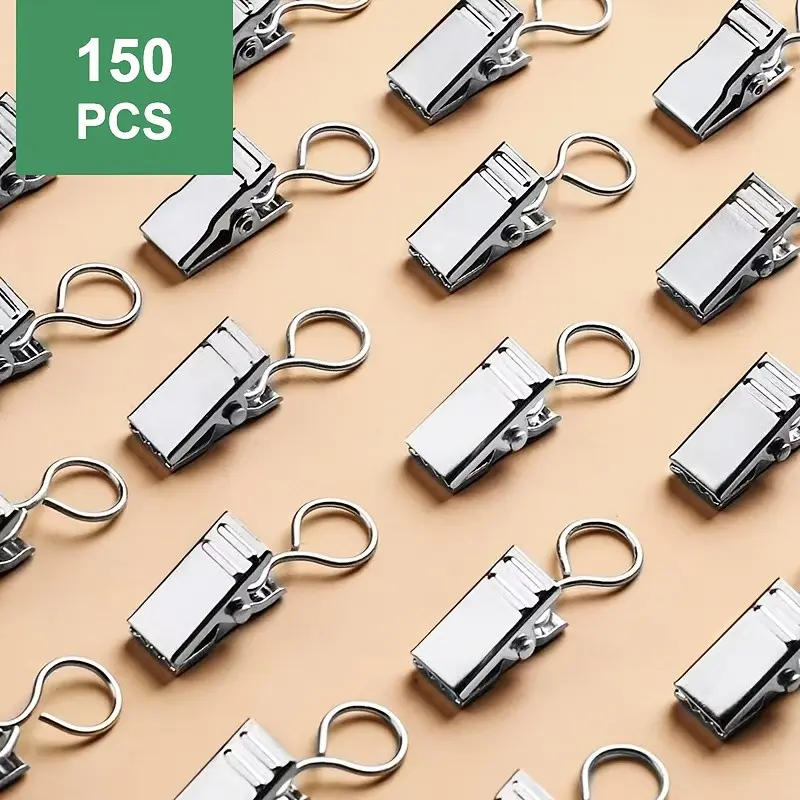 150-Piece Metal Curtain Clips Set, Closed-End Design, Ideal for Hanging Rugs, Curtains, Backdrops, and Small Items