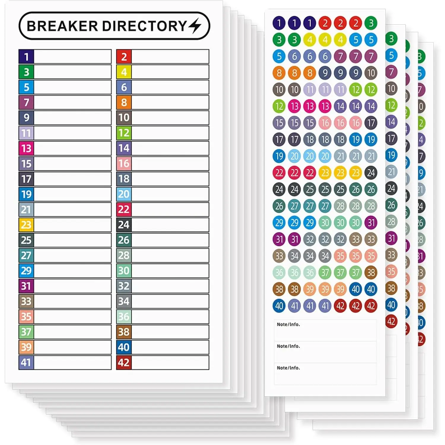 16 Sheets Breaker Panel Labels Electrical Box Sticker Numbers Breaker Panel Labels Electrical Sticker Number Catalog Load Center Adhesive  (Black)