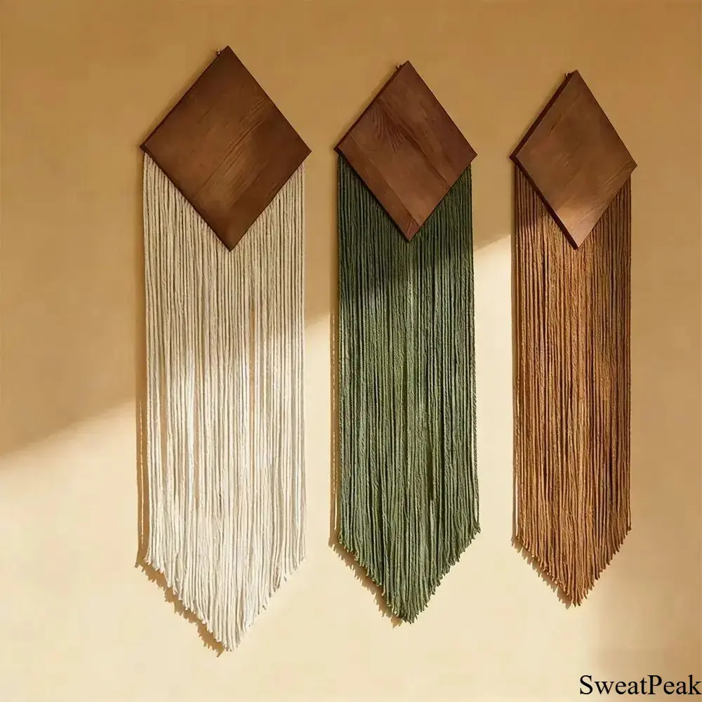 Large Size Natural Fiber Macrame Wall Hanging - Boho Woven Wall Art Tapestry, Handmade Dip-Dye Ombre Design, Hanging Ready Rustic Farmhouse Decor for Bedroom, Living Room, Premier League Fan Shop Home Gift