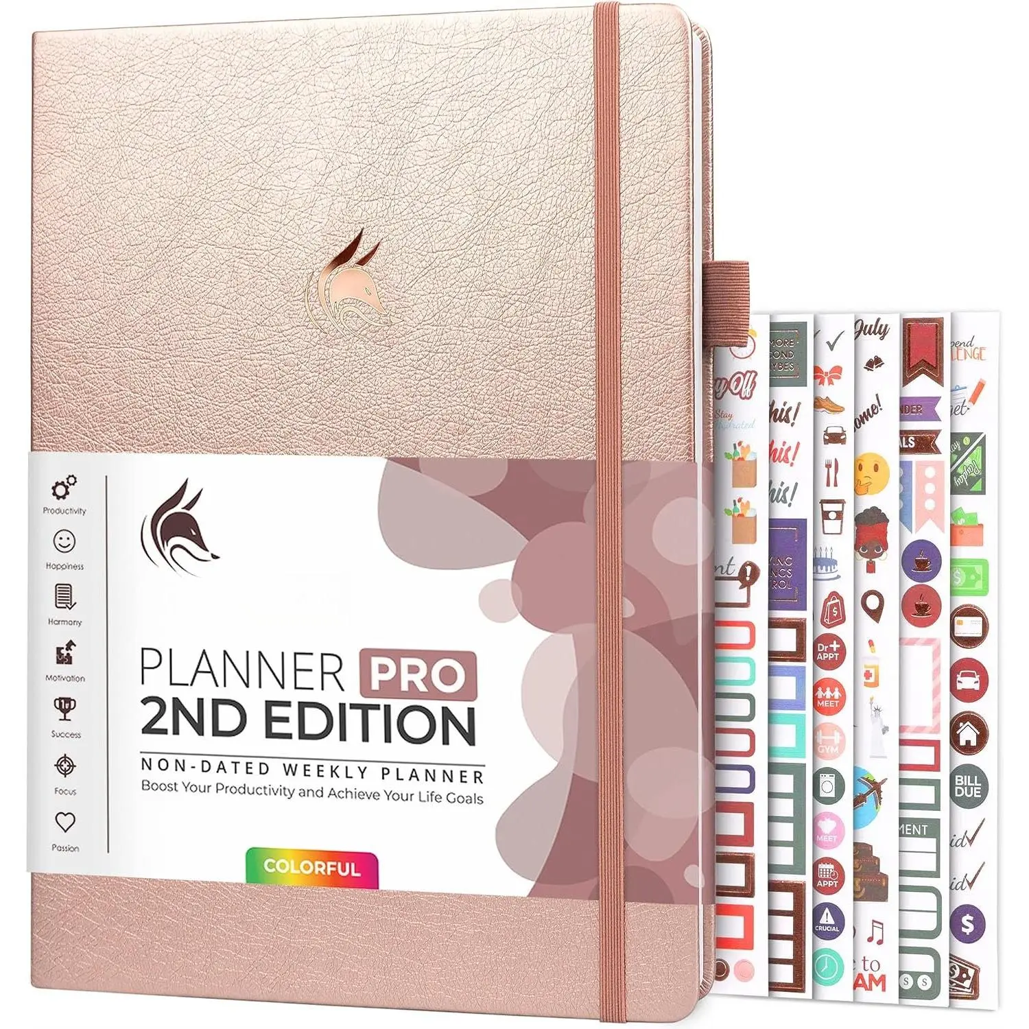 Planner PRO 2nd Edition - Undated Weekly Agenda Planner for Setting Goals, Tasks & Time Management - Life Organizer with To-do Lists & Habit  - Large Format, 8.5x11? (Rose )