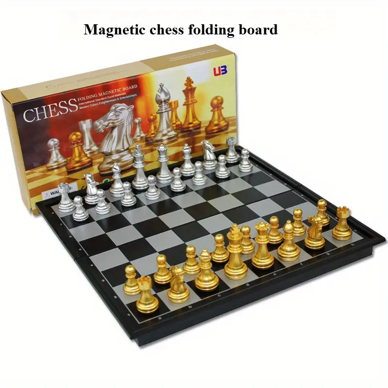Travel Folding Magnetic Chess Set, 9.8 Inch (25cm) Portable Foldable Chess Board Game for Adults & Kids