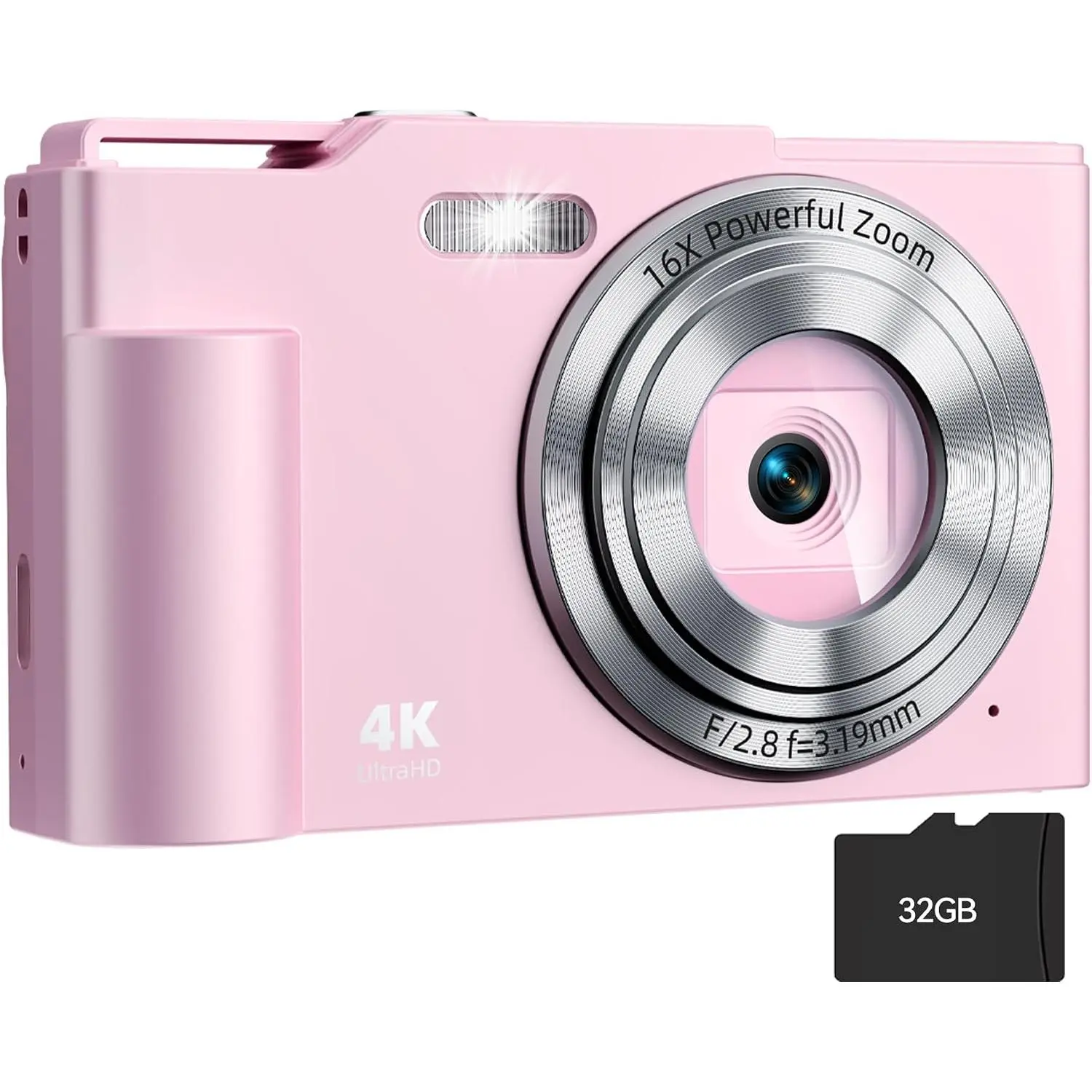 Digital Camera, FHD 4K Digital Point and Shoot Camera with 16X Zoom Anti Shake, 48MP Compact Small Camera with 32GB Card for Boys Girls Kids