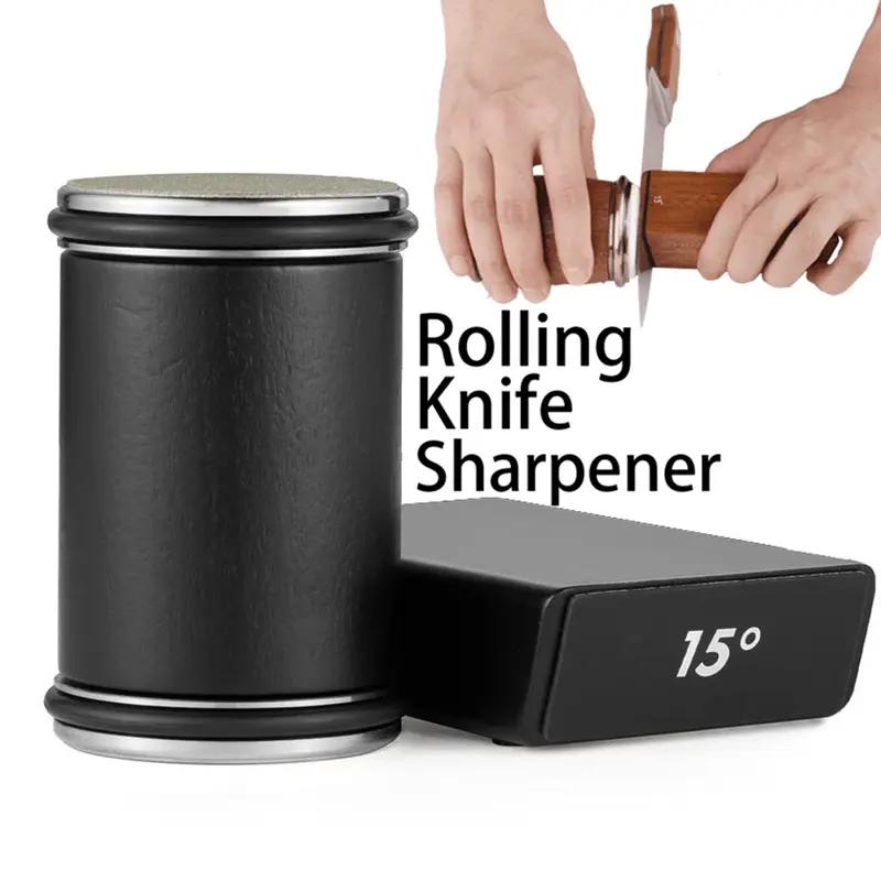 Rolling Knife Sharpener - Perfect Edge Every Time with Kitchen Knife Sharpener  - Knife Sharpening Kit - Knife Sharpener Roller with Magnetic Holder with 20 Degrees