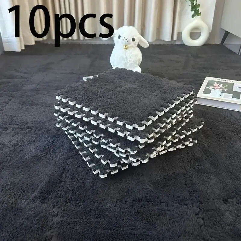 10pcs Square Puzzle Carpet Mat, Soundproof Warm All-Season Room Decor, Living Room Bedroom Office Halloween Christmas Decoration