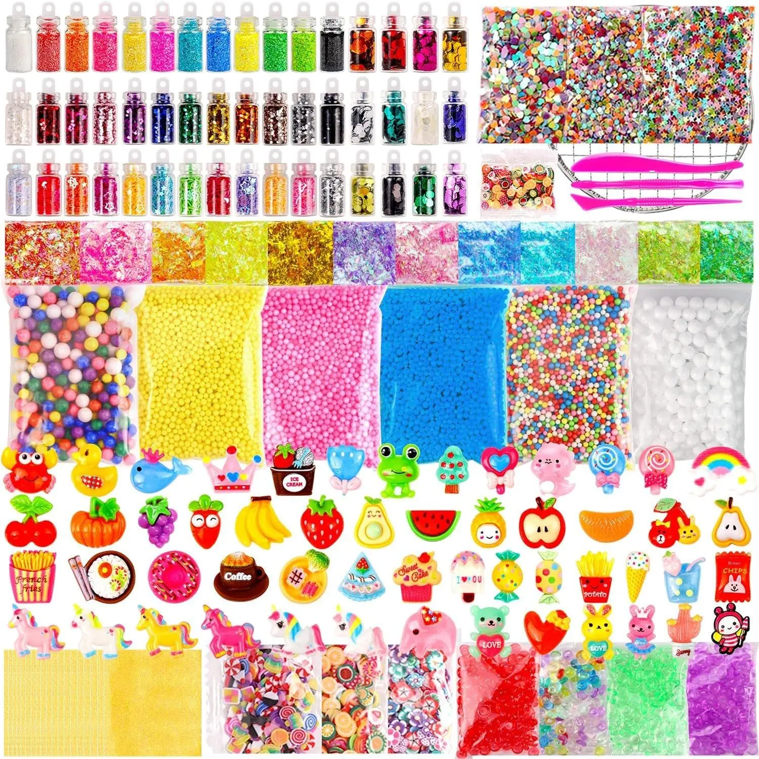 Ultimate 175 Pack Slime Making Supplies Kit - Includes Slime Charms, Foam Balls, Glitter, Sequins and Mix-Ins for Creative DIY Slime Accessories - Perfect for Kids Party Favors and Craft Projects