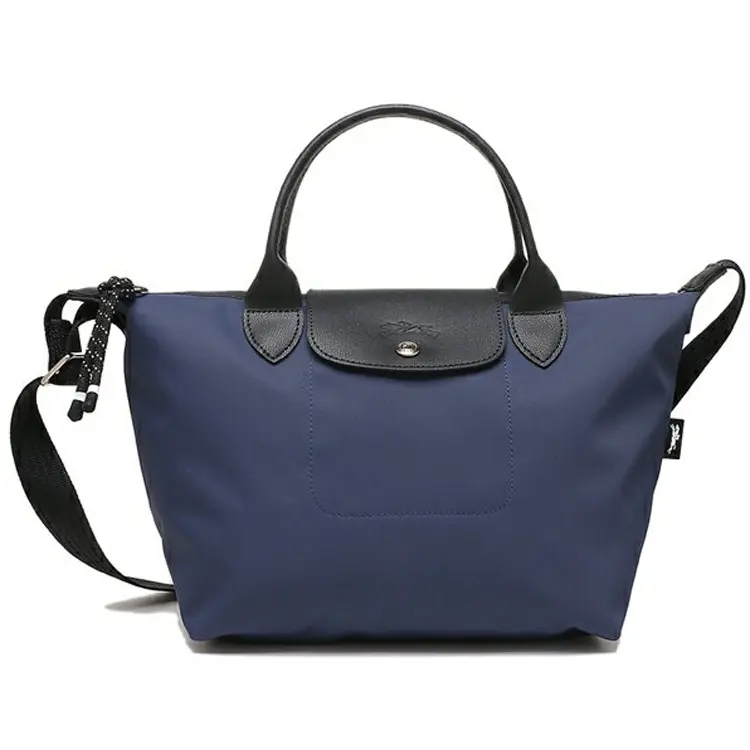 Longchamp Le Pliage Energy 25 Crossbody Handbag for Women – Recycled Nylon and Canvas with Leather Trim, Snap-and-Zip Closure, Small Size, Blue