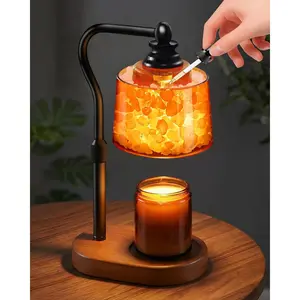 3-in-1 Dimmable Candle Warmer Lamp with Timer, Himalayan Salt Lamp & Passive Diffuser, Gifts for Women, House Warming Gifts, Wax Melt Warmer for Jar Candles (Black)