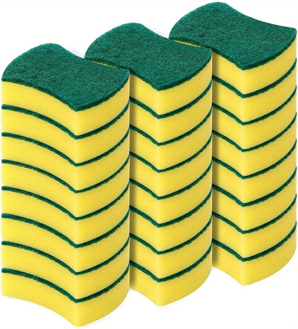 12/24pcs Kitchen Cleaning Sponge, Dish Towel, Scouring Pad, Dishware Anti-Scratch Scrubbing Sponge