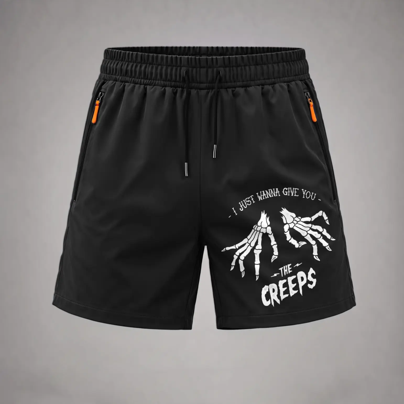 Bold Skull Print Shorts, Summer Beachwear for Men, Eye-Catching Skeleton Hand Graphic, Trendy Street Style, Casual Swim Shorts, Perfect TikTok Fashion for Hot Days