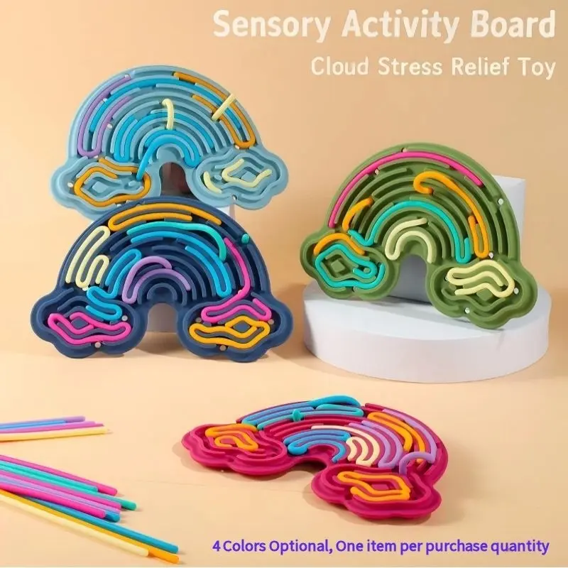 Fidget Toys double-sided silicone sensory activity board, educational anxiety relief training silicone sensory toy, Christmas tree, cloud, ice cream, fries and other shapes, creative social emotional learning puzzle, perfect Halloween & Christmas gift