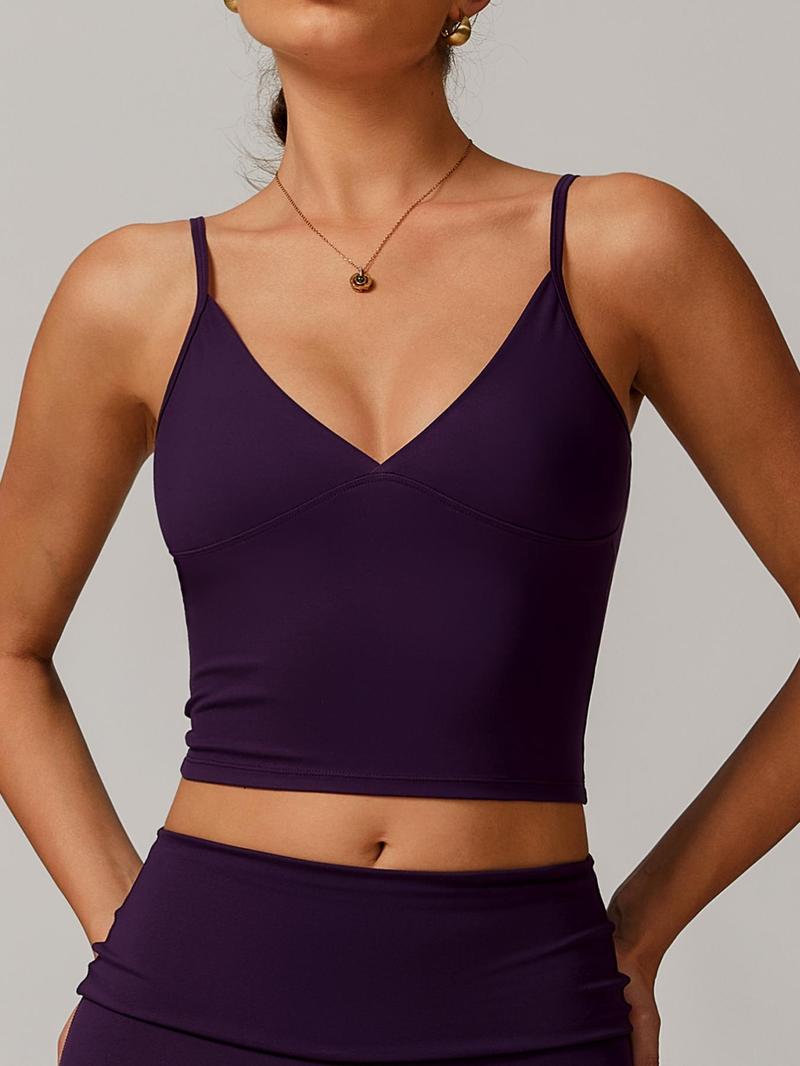 Women's Solid Color Sports Cami Top, Breathable Comfortable Sports Top, Ladies Sportswear for Indoor Outdoor Wear