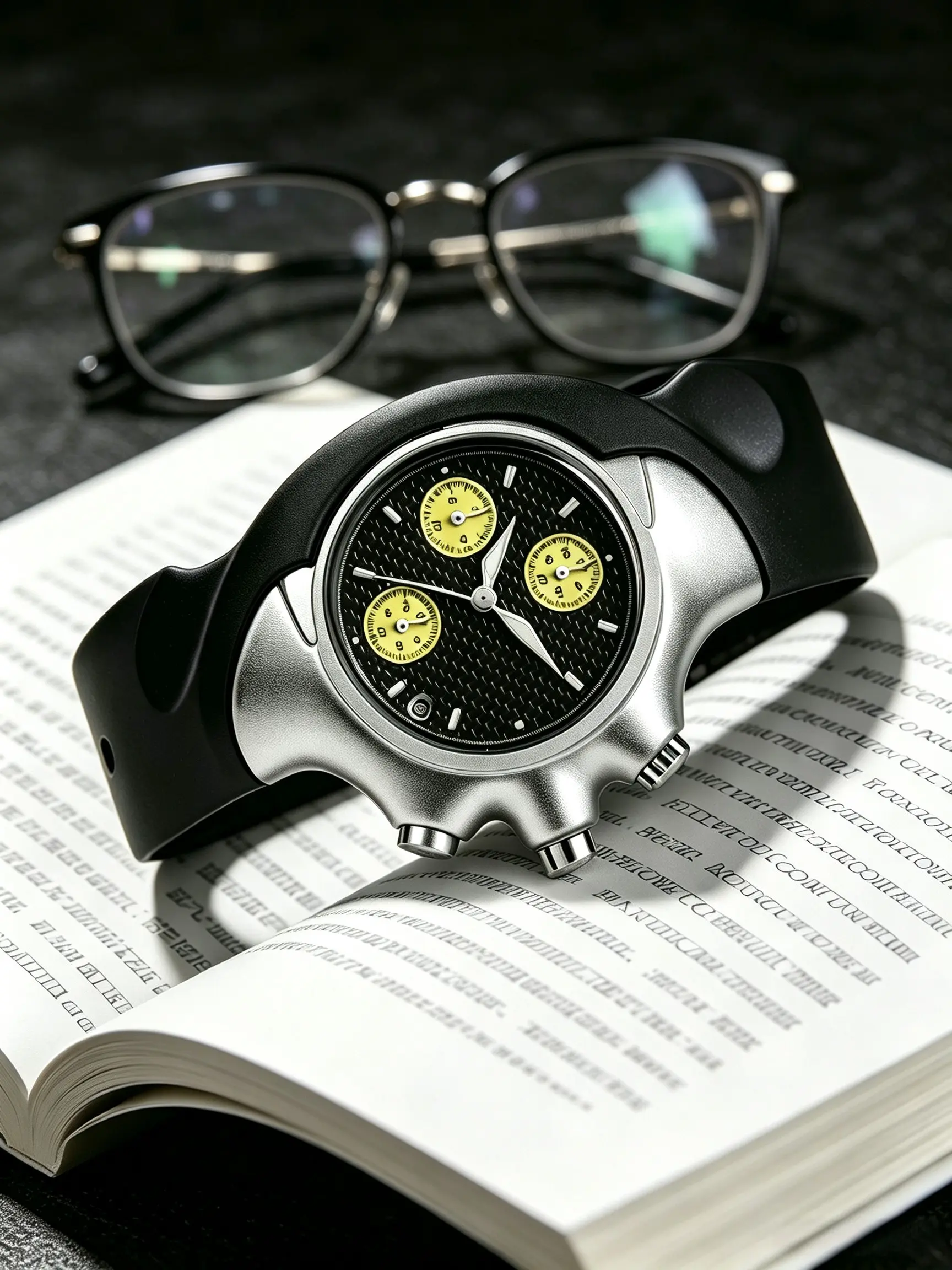 Y2K Aesthetic Curved Chronograph Watch, Unisex Multi-Dial Waterproof Sport Silicone Strap, Street Fashion Wristwatch for Men and Women