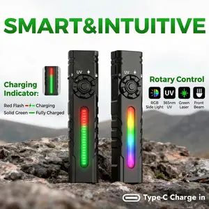 Ultra-Thin 2200LM Pocket Flashlight, Rechargeable EDC Light with Strobe & UV Mode, Clip-On Safety Torch for Night Running, Hiking & Car Repair