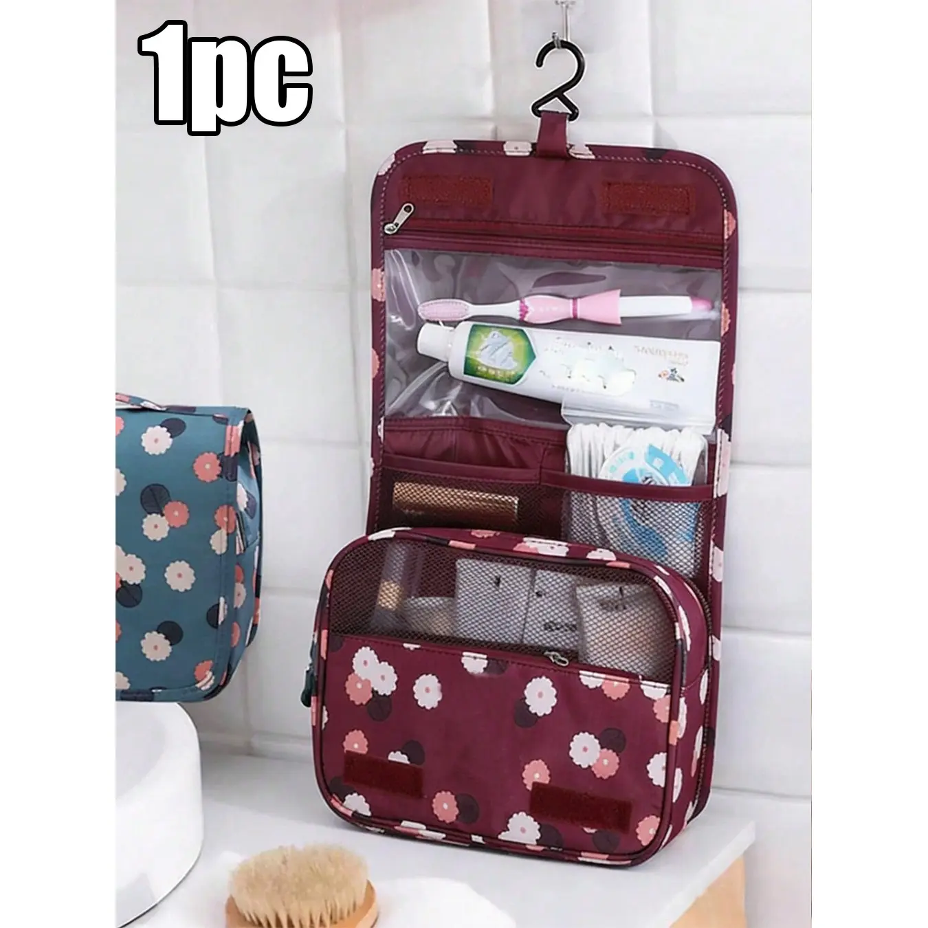 Travel Hanging Wash Bag, Large Capacity Makeup Organizer, Waterproof Cosmetic Pouch, Unisex Travel Essentials, Perfect for Beach & Holidays