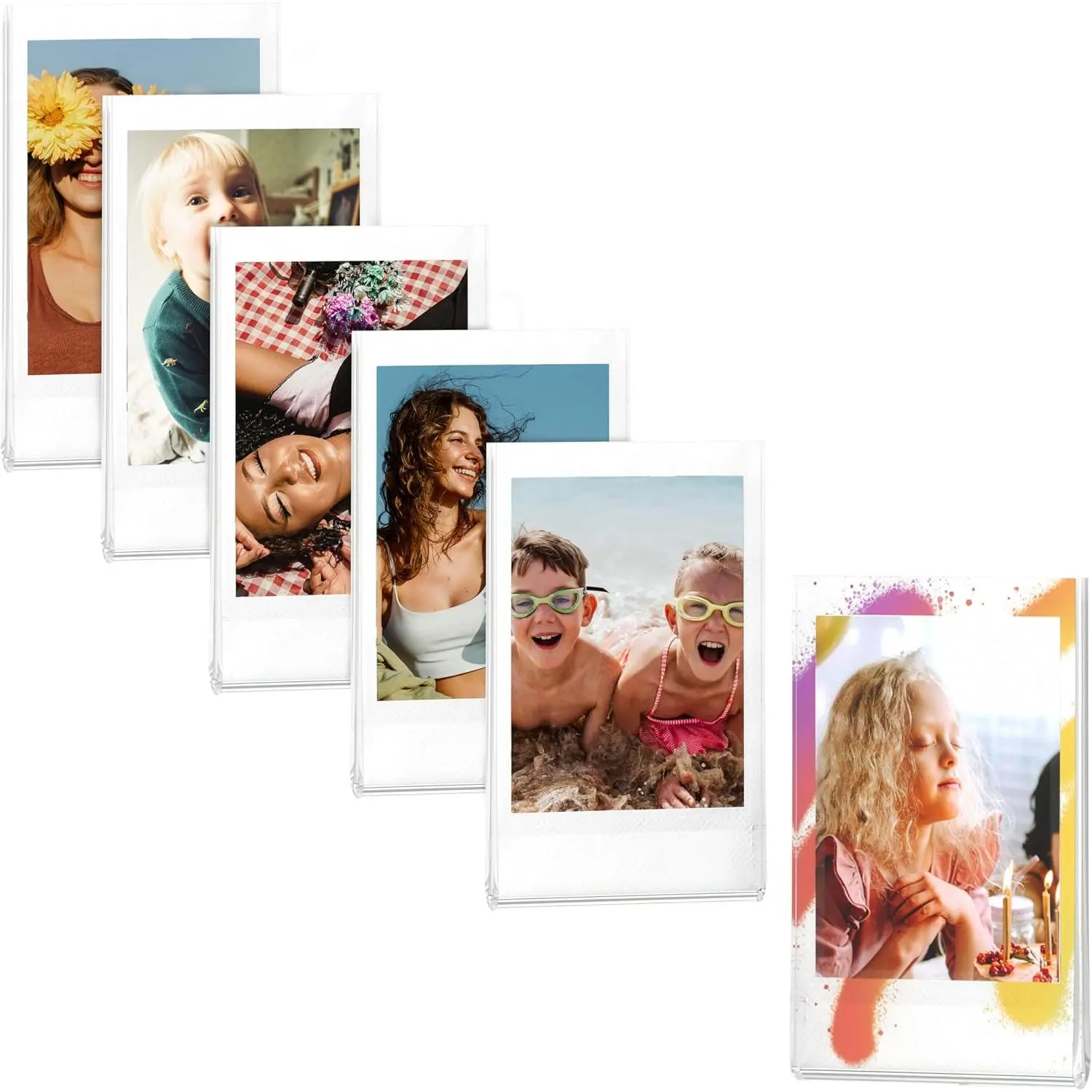 Instax Frames for Photos, 2x3 inch Mini   Frame,   Fridge Photo  for  Instax Mini 11/12/40/EVO (Clear, 6 count)