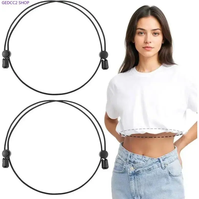 2 Pack Adjustable Shirt Tuck Band for Women, Seamless Elastic Belt for an Invisible Tucked or Cropped Look on Tops & Sweaters, Cropped Styles, Stretch, Cotton, Elastic Band, Female, One Size