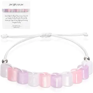 Fidget Anxiety Bracelet Jewelry Pink Purple Adjustable Mood Bracelet Resin Beaded Bracelet Fidget Strand Anxiety Bracelet Spinner Healing Handmade Gift For Women Jewelry Friend Party Birthday