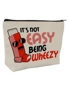 It's Not Easy Being Wheezy Inhaler Pouch, Large Capacity Makeup Bag, Travel Toiletry Organizer, Multipurpose Storage for Asthma Medication & Travel Essentials, Funny Gift for Friends, Family, Colleagues on Christmas, Birthday, Mother's Day