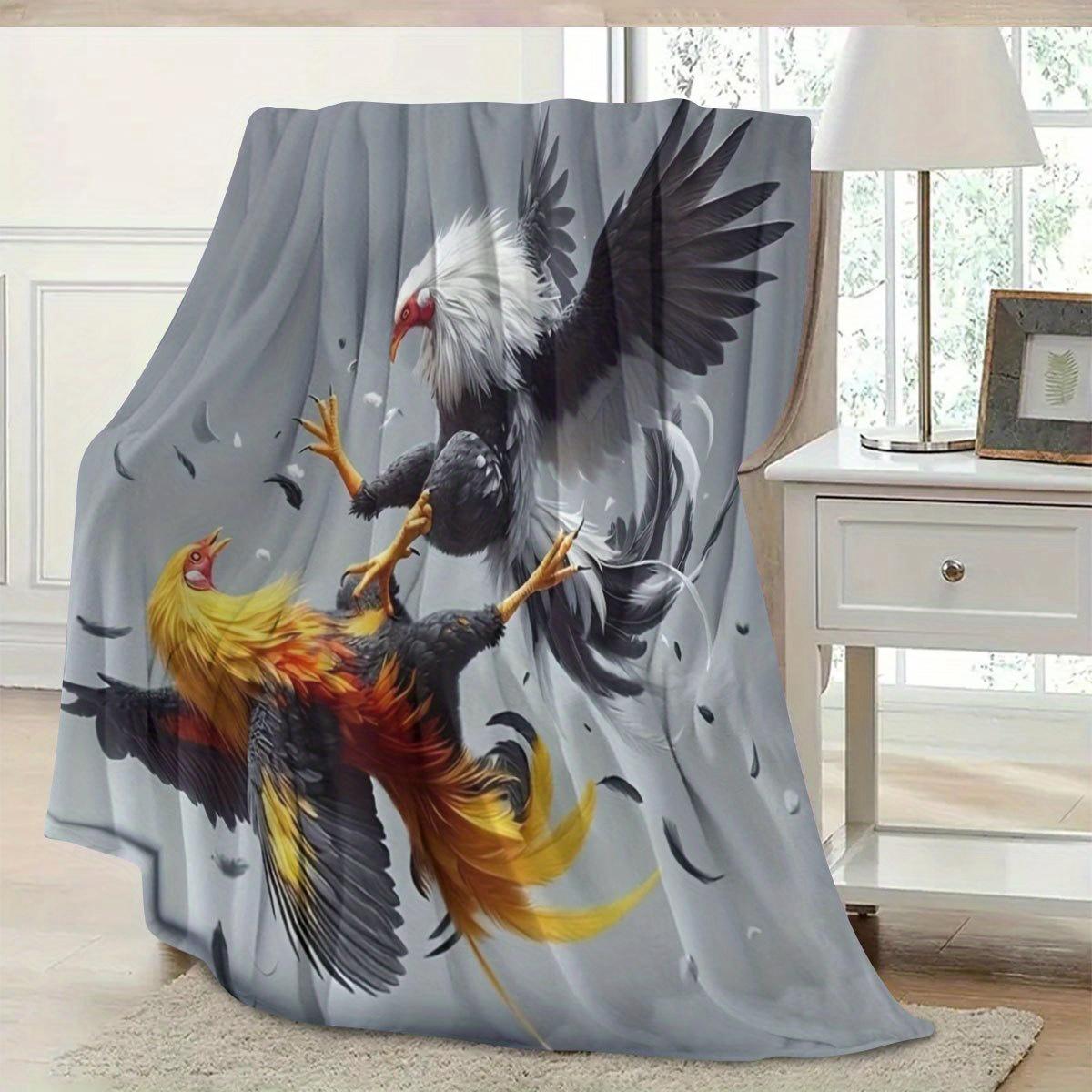1 Piece Fun Rooster Modern Printed Velvet Blanket, Suitable for Home, Outdoor Camping, Bed, Sofa, Friends and Family Birthday Gift Blanket