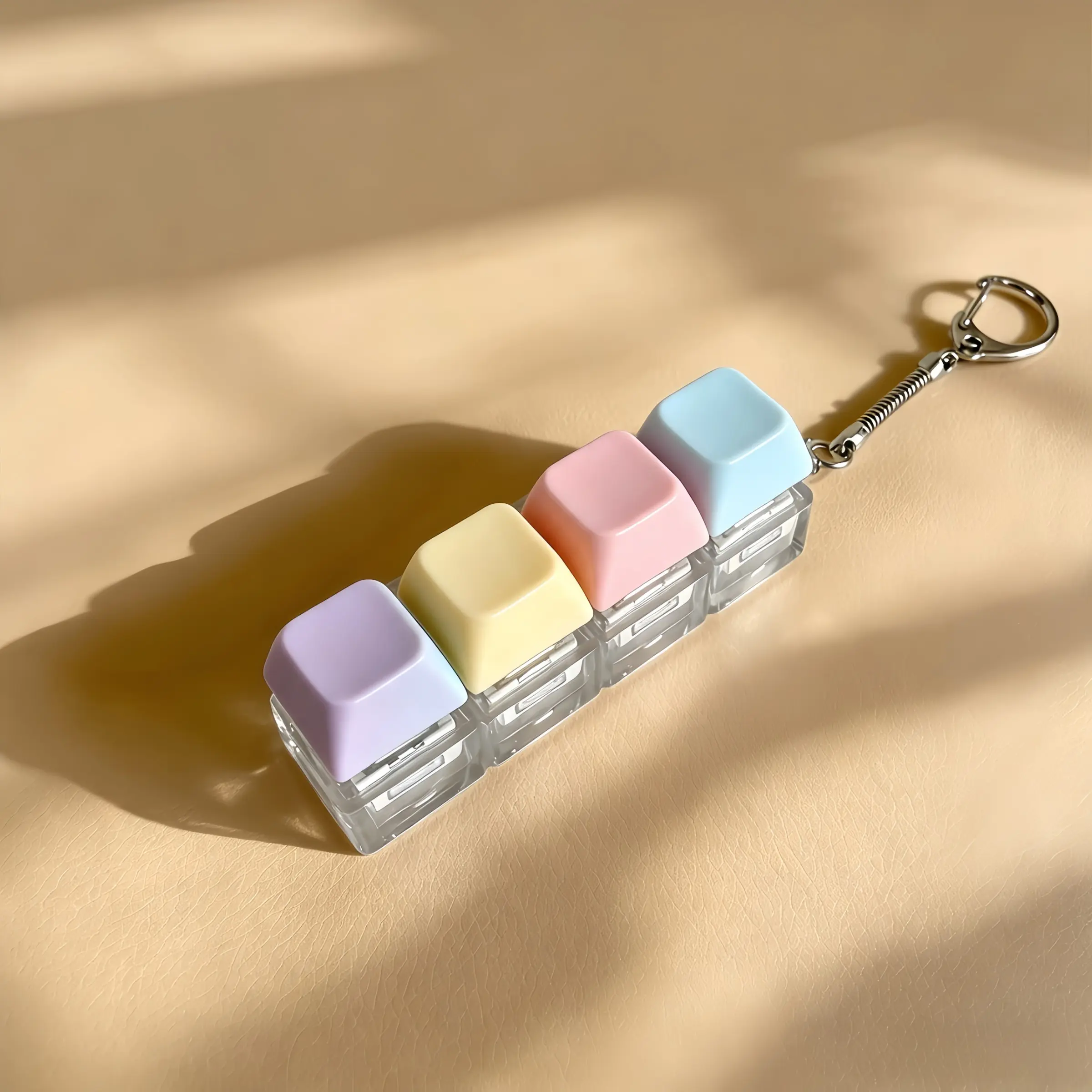 Macaron 4 Key Mechanical Switch Fidget Keychain Stress Relief Toy Portable Clicker Fidget Toy Gift