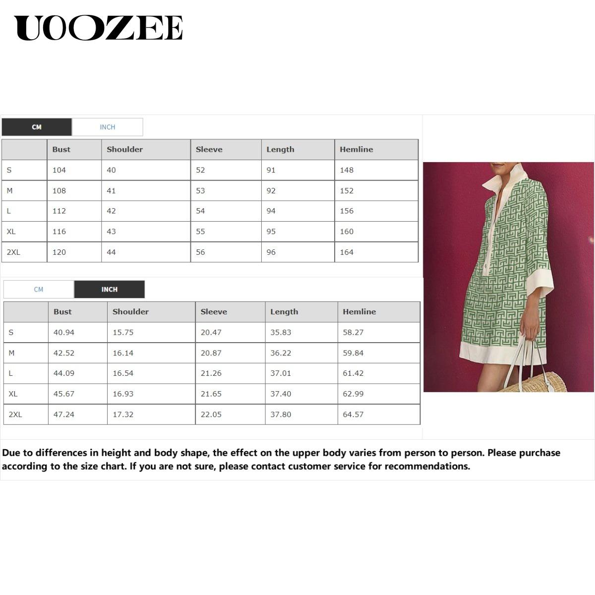 UOOZEE Women's Multicolor Geometric & Printed Lapel Three-Quarter Sleeve Buttoned Collared Mini Dress Casual Summer Shirt Style Stylish Design, No Stretch Daily Multi-Occasion Wear Shirt Mini Dress