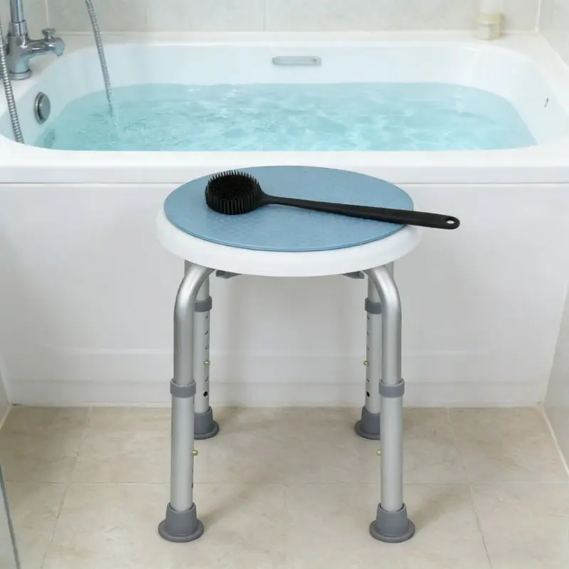300lb Capacity Shower Stool - 300lb Chair, Height-Adjustable, Rustproof Aluminum, Non-Slip Seat & Legs, Space-Saving Indoor Bath Bathroom Safety Stool for Shower or Tub