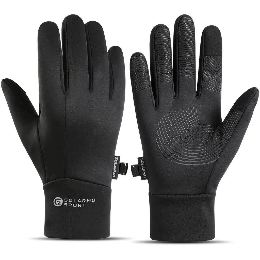 Lightweight Fleece Lined Touch Screen Sports Gloves, Water Repellent Windproof Non-Slip Running Cycling Gloves for Men Women Daily Outdoor