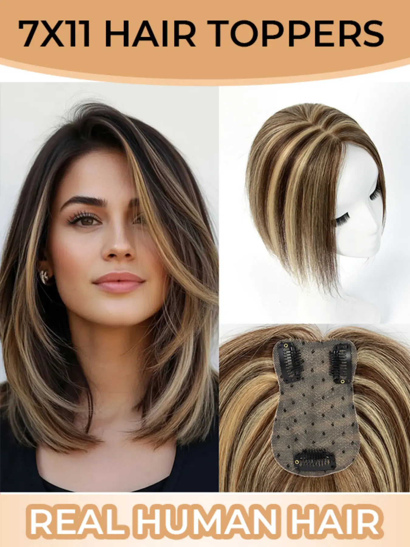7X11 Hair Toppers For Women, Wavy Natural Hair Toppers For Women Clip In, Short Hair Toppers For Women Real, Natural Hairpiece, Seamless Hairpiece, Handtied Wiglet, Highquality Hairpiece, Clipin Wiglet