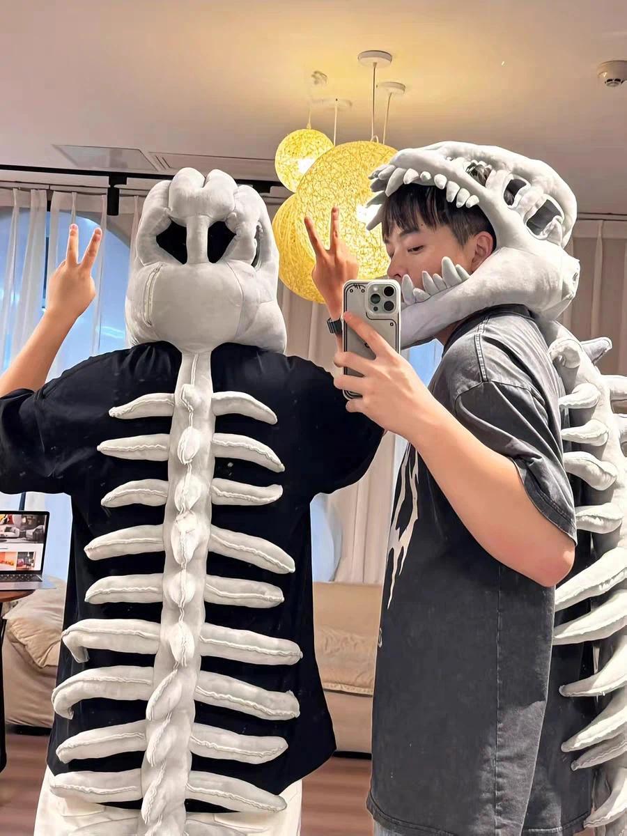 Hot Dinosaur Skeleton Cos Props Children Adult Cute Wearable Mask Halloween Party Carnival Cosplay Costumes Funny Headwear