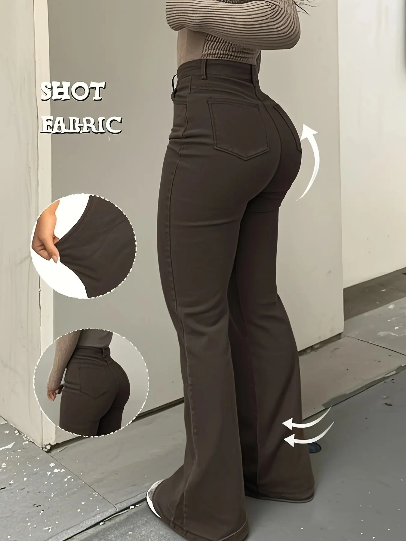 High Waist Flare Jeans for Women, Elastic Bootleg Pants, Y2K Street Casual Vintage Fashion, Comfortable and Stylish