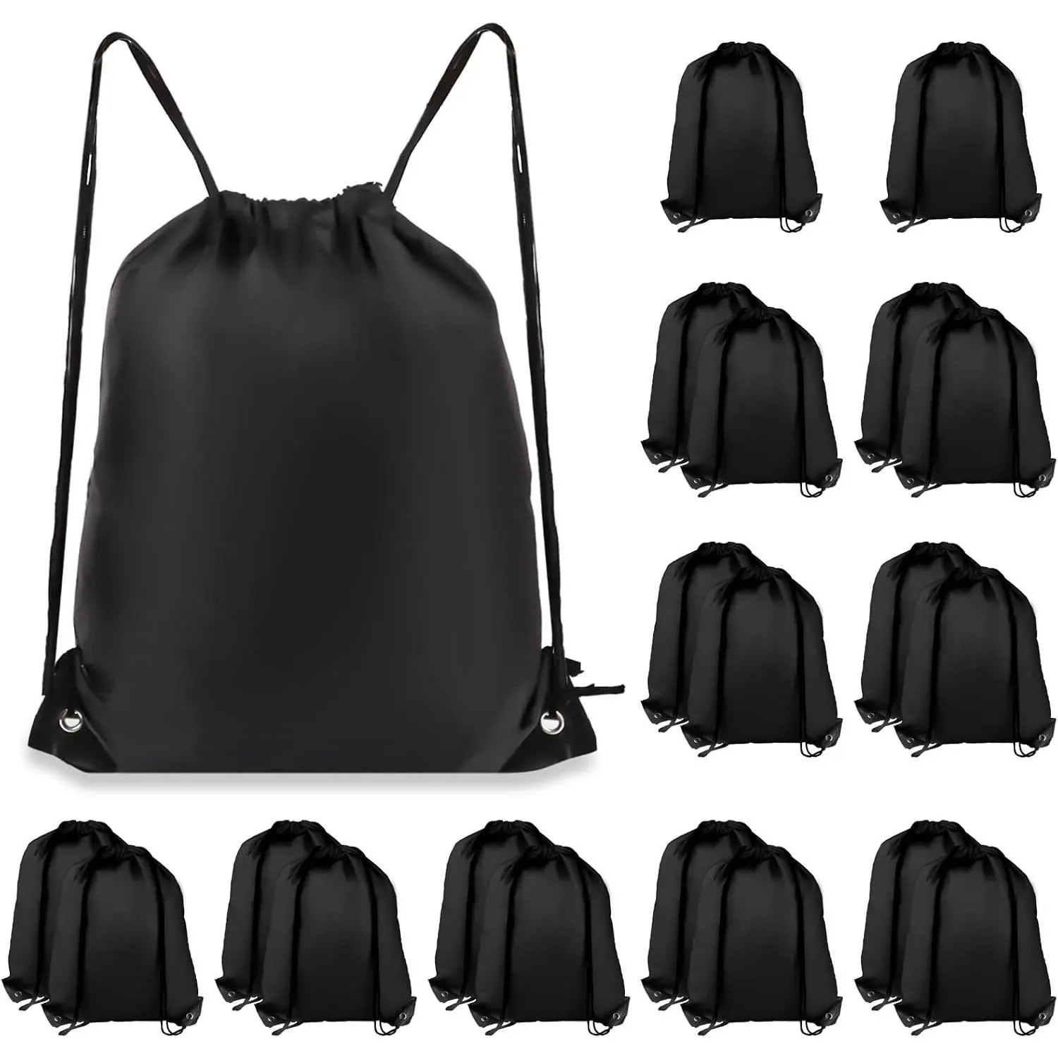 20 Pack Black Drawstring Backpacks Bulk - Draw String Bags for Sports, Gym, Travel, Swimming, Beach(Gift)
