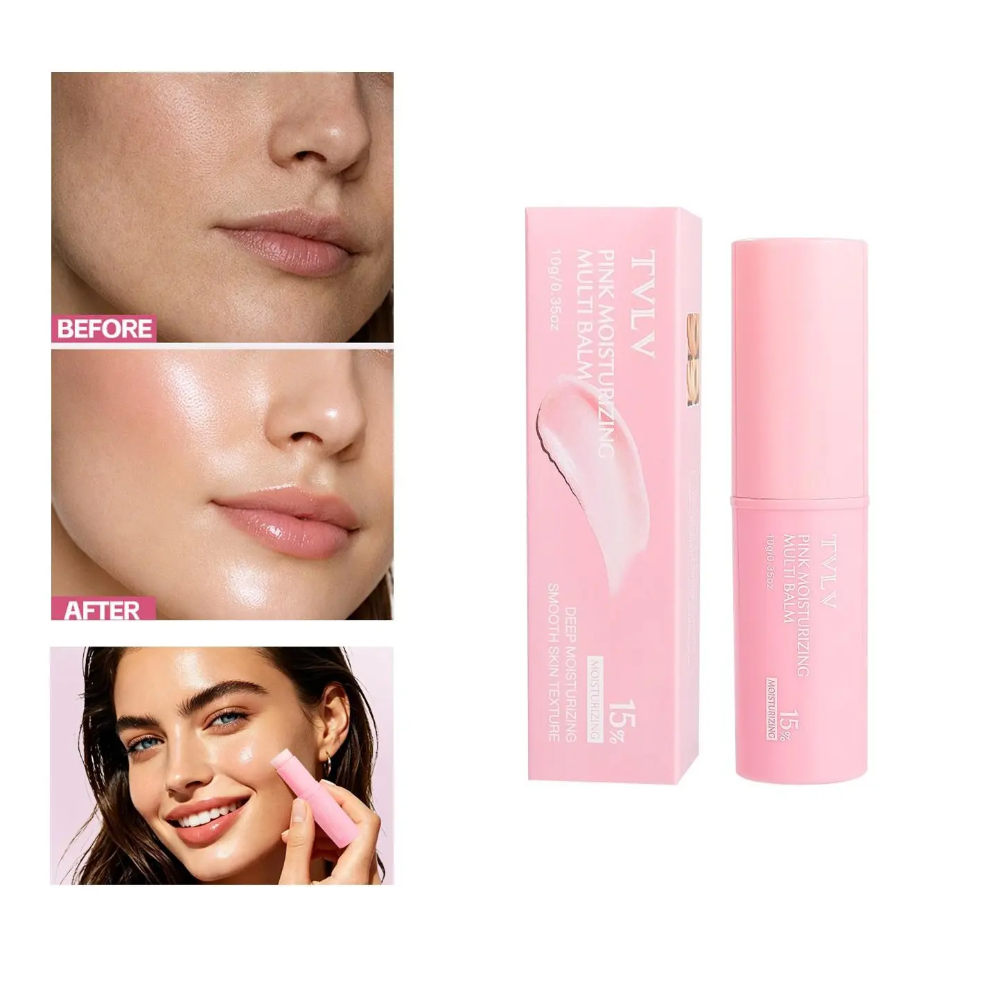 Multifunctional Hydrating Stick, Pre-Makeup Moisturizing Powder Stick, Lip and Cheek Dual Use, Softening and Firming Skin