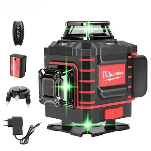 New Arrival Milwaukee 360° Full Coverage Green Beam Laser Level Automatic Self-Leveling Horizontal Vertical Cross Line Laser Level Rechargeable Large Capacity Lithium Battery High Visibility Green Light Shockproof Dustproof Layout Measuring