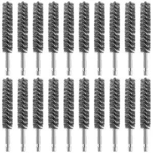 20 Pieces Stainless Steel Bore Wire Brush Set with Hex Shank Handle for Power Drill, Automotive Cleaning & Deburring, Easy to Apply Home Supplies Cleaning Brush