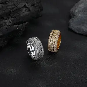 Hip-Hop Micro-set Moissanite Rotatable Cuban Ring 18K Real Platinum PT950 Fashion Personalized Men's Ring