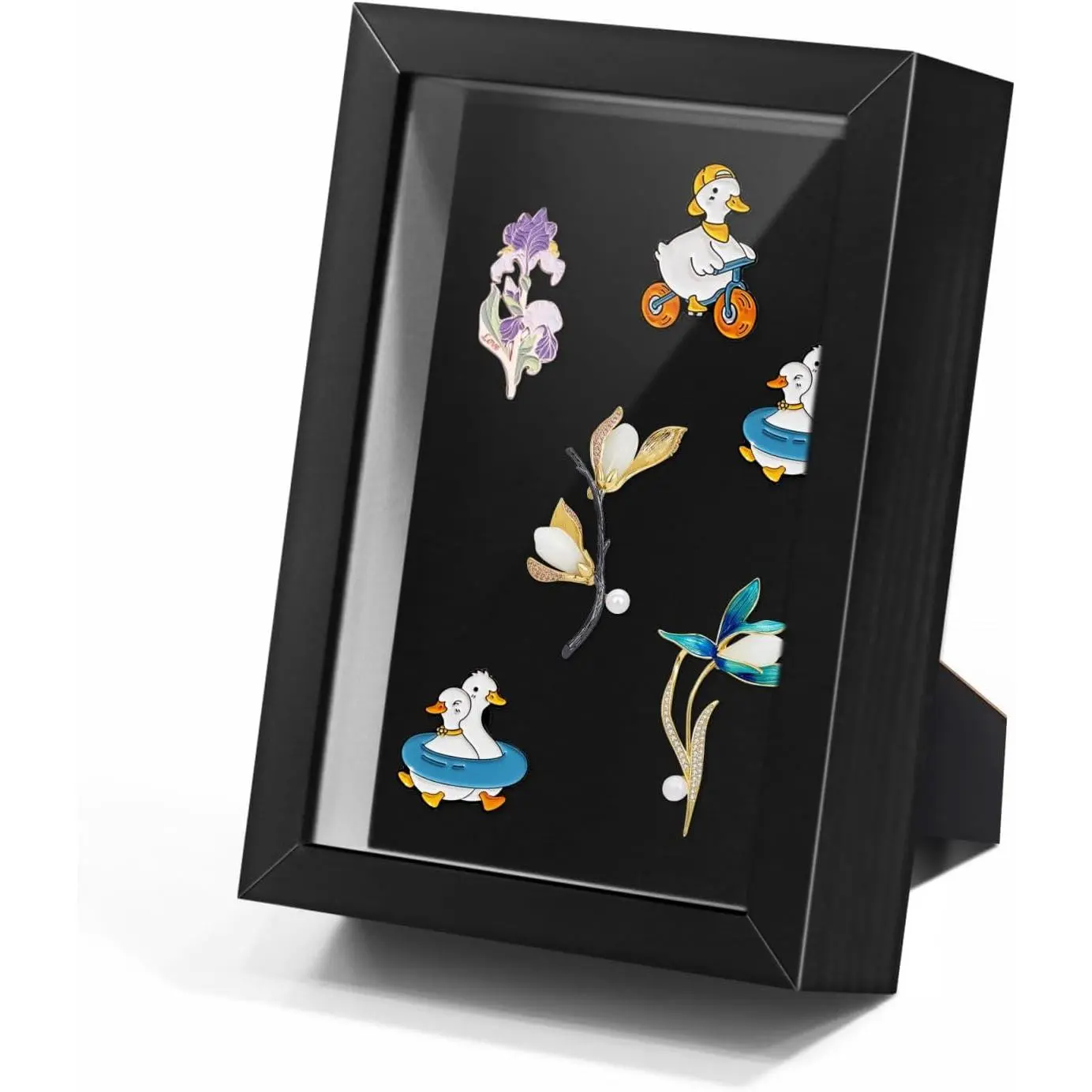 Black Lapel Pin Display Case, 4x6 Shadow Box Frame for Walls and Desktops,Shadow Box for Pins, Enamel Pin Display Frame(Black,4X6 1 Pack)