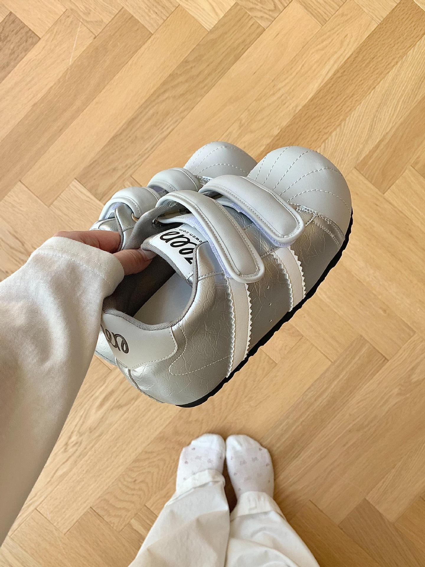 Women's shell-toe chunky shoes with 6CM internal height increase, Velcro closure, cute and quirky caterpillar bubble loafers