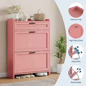 Garvee 2026 New Upgraded1 MDF + Paint U5 2-Door 1-Drawer Lacquered Shoe Cabinet Ideal Christmas Xmas Birthday Gifts for Women Men Friends