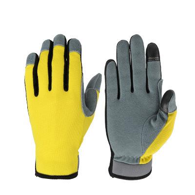 Touch screen gardening garden gloves stab-resistant wear-resistant outdoor camping protective cowhide gloves welder labor insurance gloves