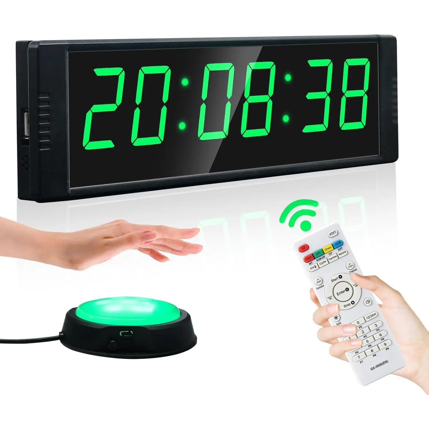 Gym Timer Clock for Home Gym, Fitness Timer with Stopwatch Button, Large Digital Stopwatch Countdown Clock, 12/24H Digital Wall Clock