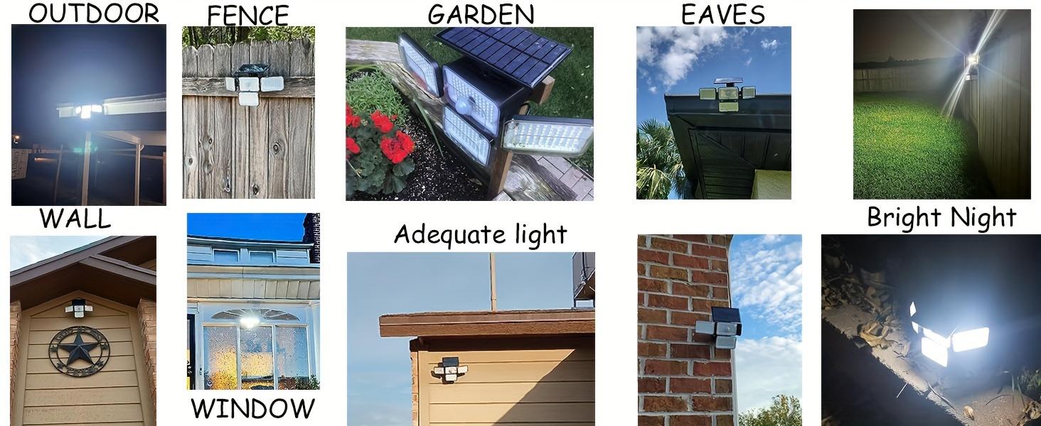 4 Modes Solar Flood Lights, 1~6 Pcs Set , 270°Wide Angle Lighting, Smart Sensor+Remote Control, Suitable for Patio, Garage Burglar, Porch, Outdoor Party, Shipment within 1-2 days