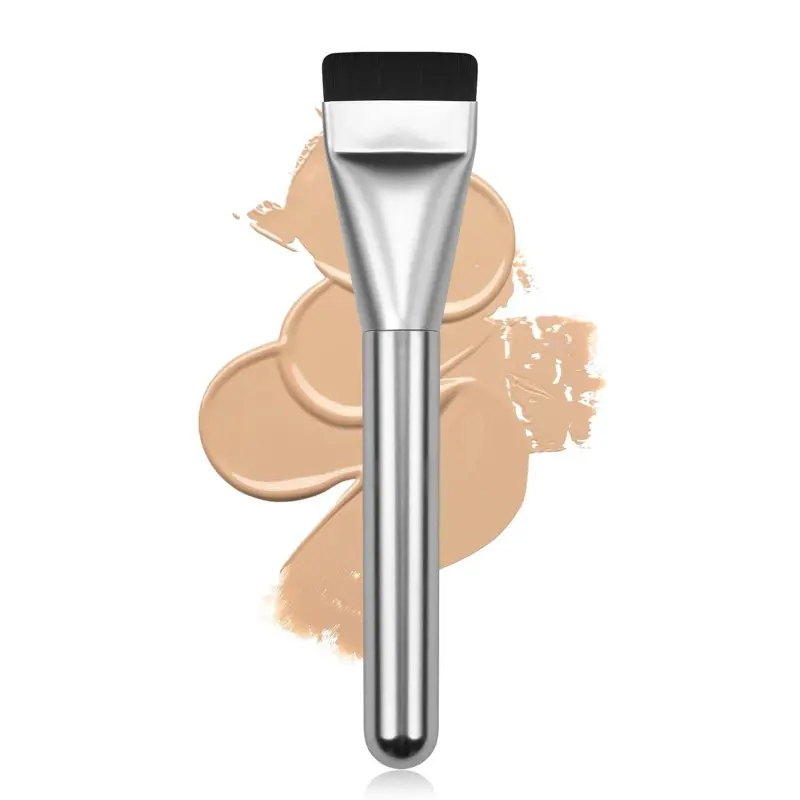 Flat Foundation Brush,Korean Makeup Brush Spatula Facial Brush for Liquid Foundation,Premium Face Makeup Brush for Blending Cream (Silver) : Beauty & Personal Care