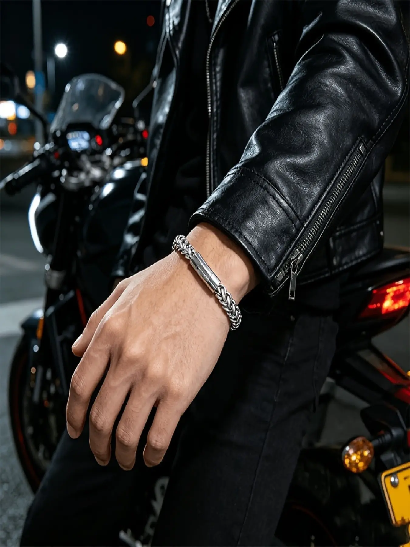 Punk Chain Men's Bracelet, Stainless Steel Handmade, Bold and Stylish, Perfect for Motorcycle and Rock Lovers, Unique Gift for Boyfriend