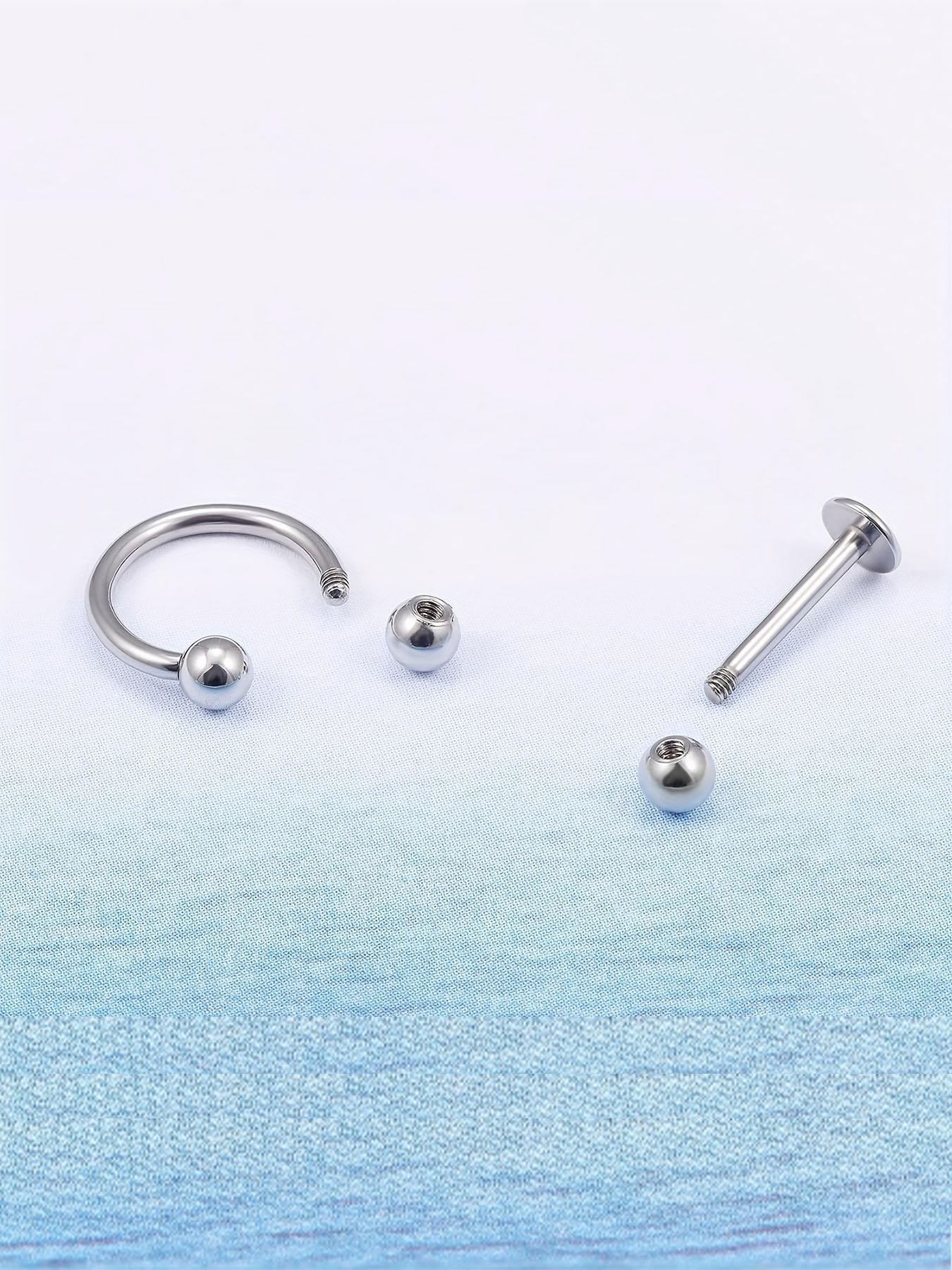 U-shaped Nose Ring, Spiral Nose Ring & Double Ball Lip Nail As Gift for Couple, 36pcs Stainless Steel Nose Rings, Lip Rings, Earrings, Body Piercing Jewelry for Men & Women