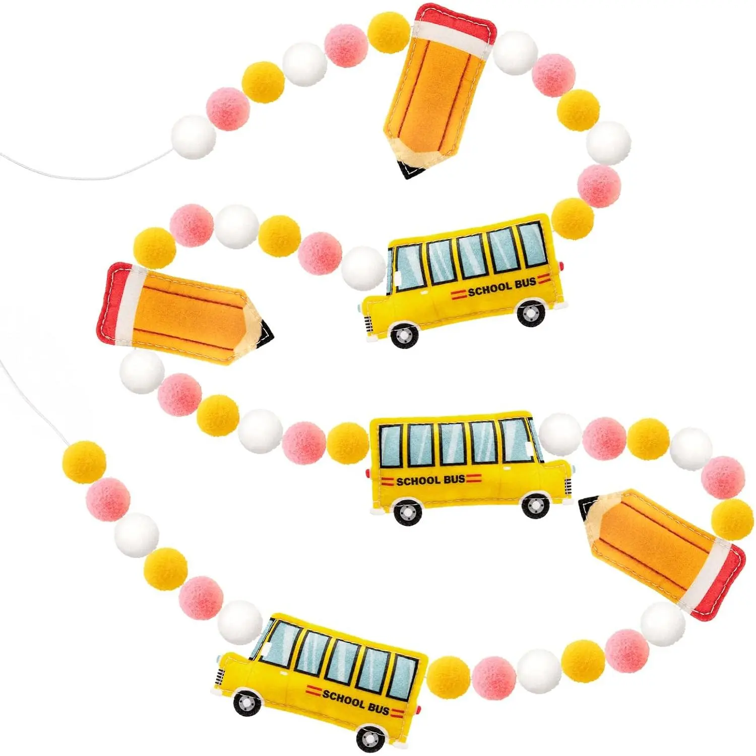 to School Decorations  to School Banner 9FT Felt Ball Garland  School Bus Pencil Classroom Decor  of School Decorations for  Wall Party Supplies