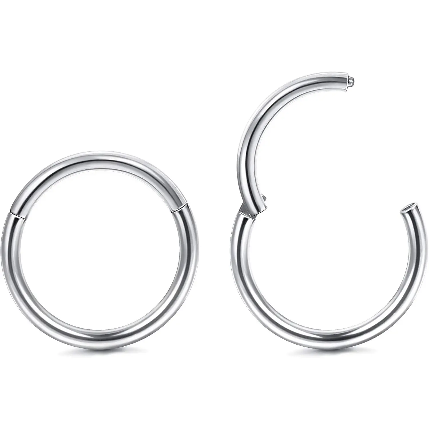 2Pcs 16G Titanium Hinged Clicker Nose Rings, Helix Tragus Conch Daith Rook Piercing Jewelry for Women Men