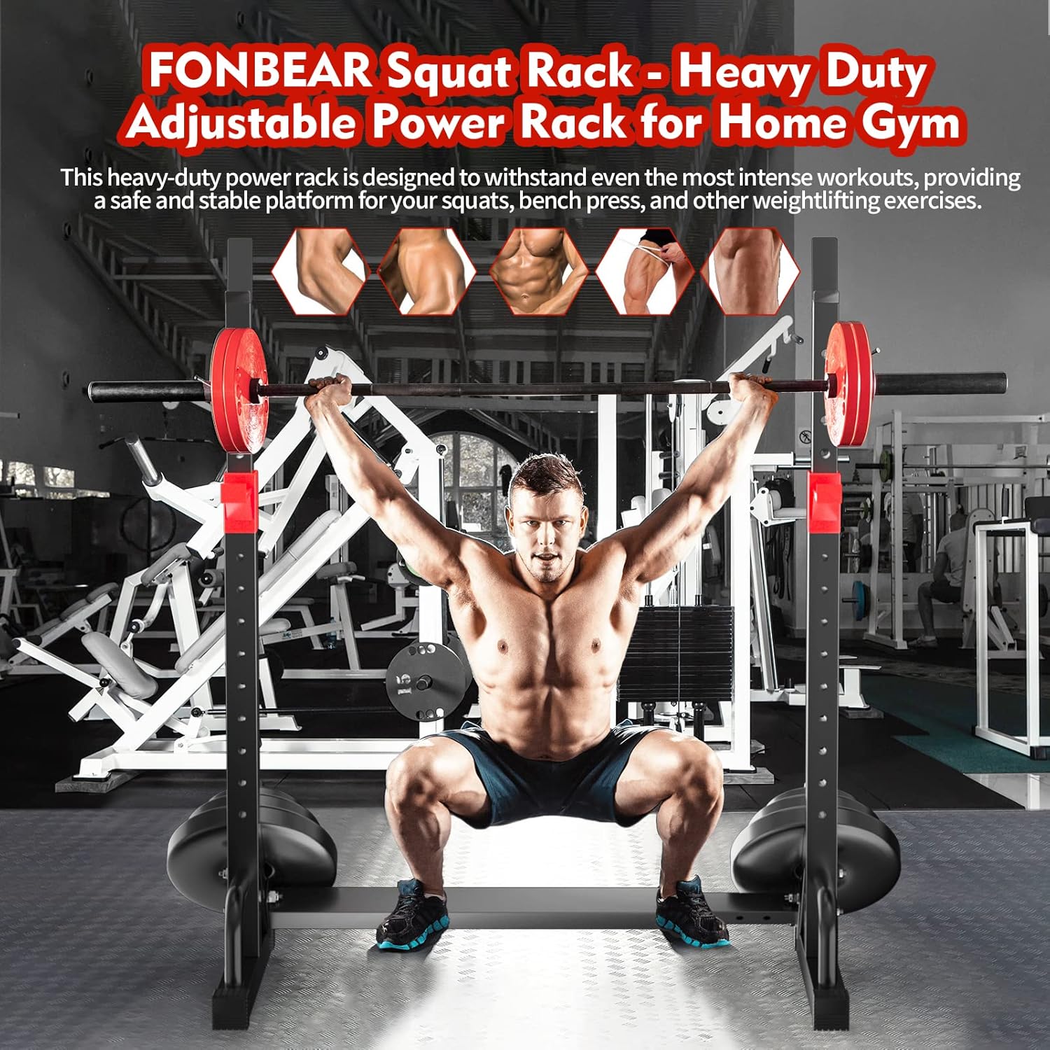 Adjustable Squat Rack, Barbell Rack, Bench Press 550 LBS Max Load Multi-Function  Gym Weight Lifting Dumbbell Racks Stands -  for Beginners and Professional Use