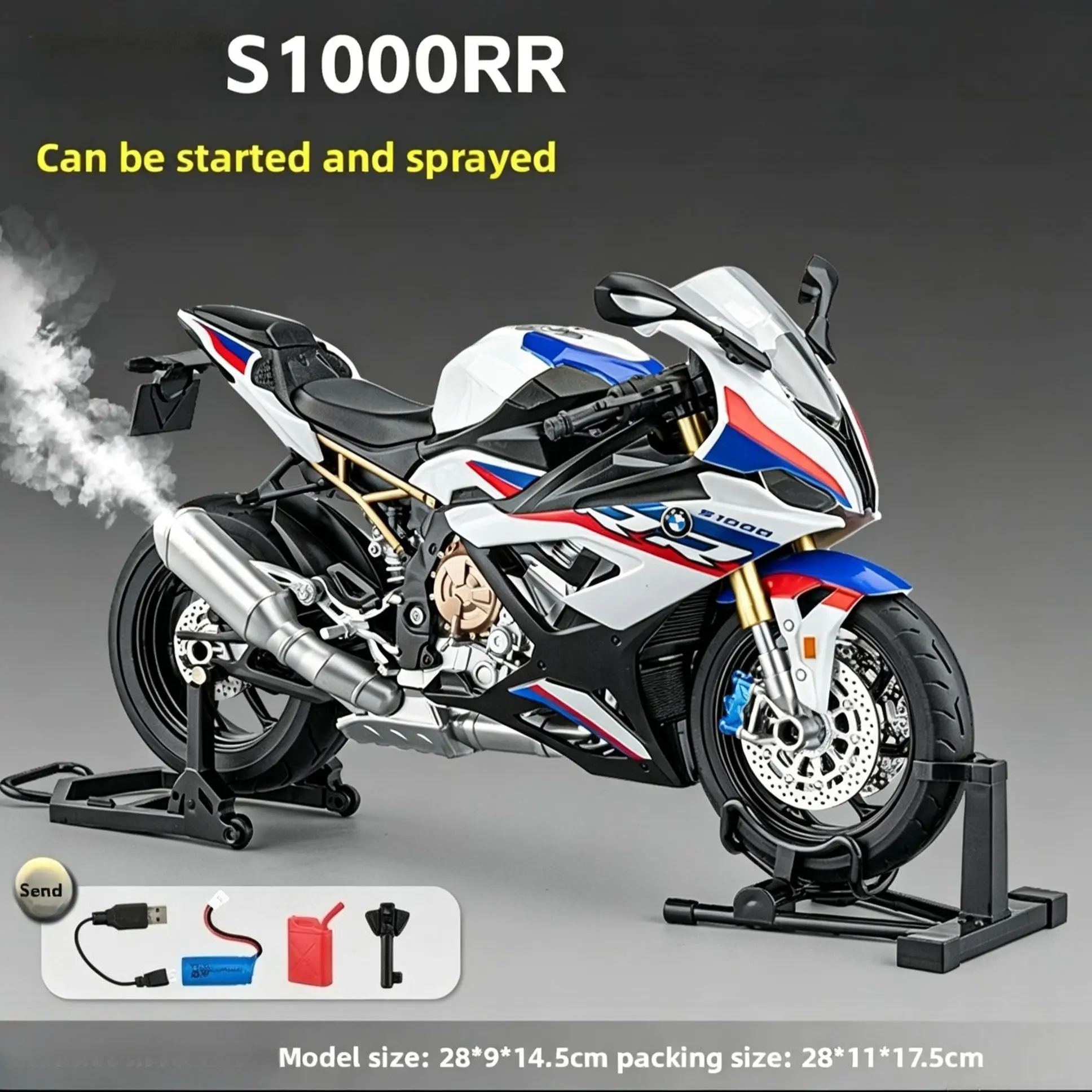 Bmw Twin R Car Model 1/9 Scale, Startable Smoke Simulation, Full Alloy Suspension, Adult Mechanical Collectible, Motorcycle Enthusiast Gift