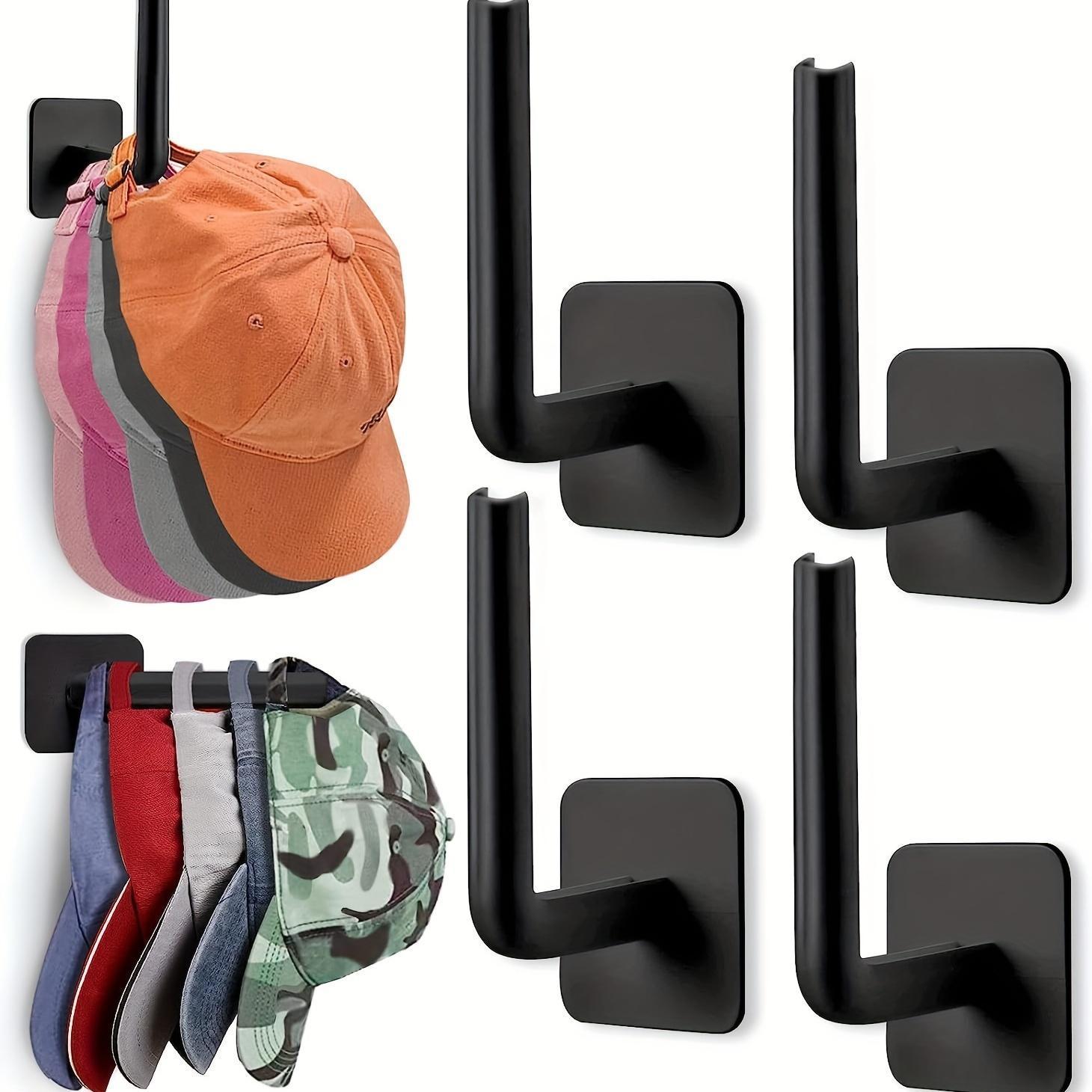 4 Pack Wall-Mounted Hat Storage Hooks, Self-Adhesive Organizer Rack, Multi-Purpose Home Organizer for Entryway Bathroom Bedroom