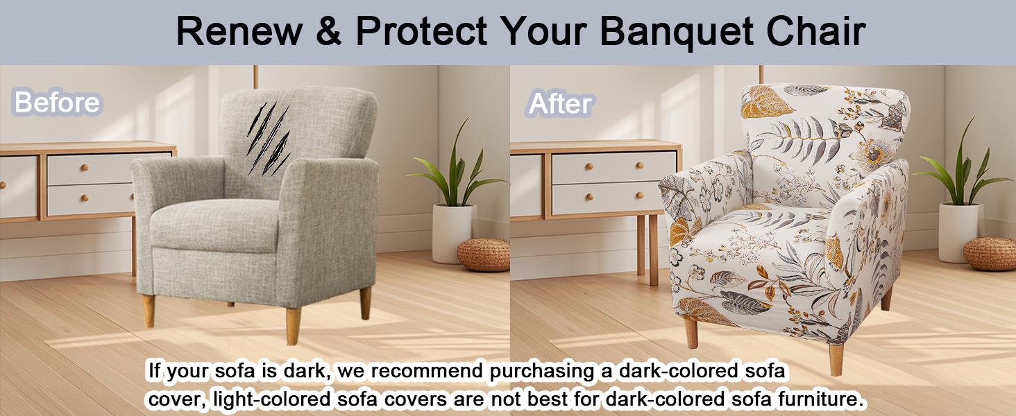 CRFATOP Stretch 1 Piece Chair Covers with Arms Printed Accent Chair Cover Armchair Flower Soft Banquet Armchair Covers Washable Chair Slipcovers for Living Room Office Reception Reading Sofa,02